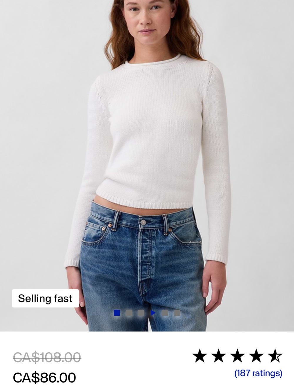 Gap 100% Cotton Rollneck Sweater Off White